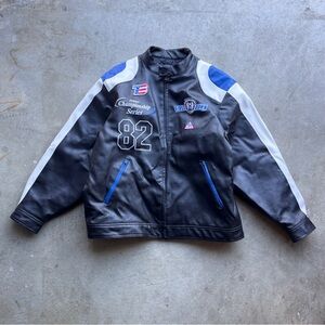 Vintage First Down Turbo Championship Racing Leather Jacket
